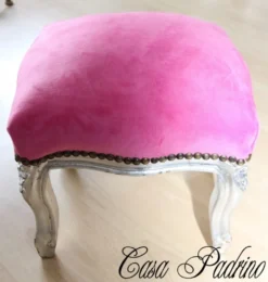Casa Padrino Barock Fußhocker Rosa / Silber - Antik Stil Möbel - Hocker