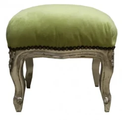 Casa Padrino Barock Fußhocker Jägergrün / Silber - Antik Stil Möbel - Hocker