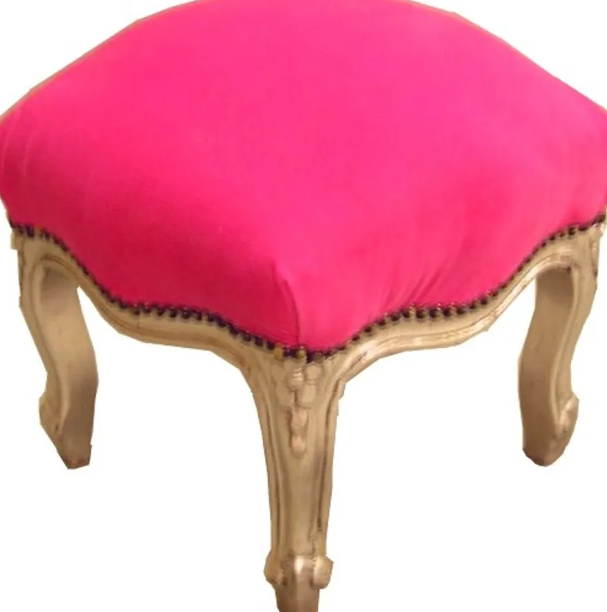 Casa Padrino Barock Fußhocker Pink / Silber