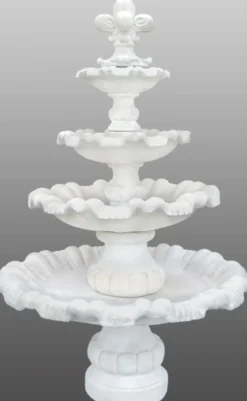 Casa Padrino Barock Gartenbrunnen mit kleiner Lilie Ø 130 x H. 200 cm - Prunkvoller Springbrunnen im Barockstil