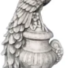 Casa Padrino Barock Garten Deko Skulptur Pfau auf Vase Grau H. 82 cm - Prunkvolle Garten Deko Stein Figur - Barock Garten Deko Accessoires - Barock Garten Skulpturen