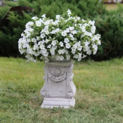 Casa Padrino Barock Garten Deko Säule Grau H. 41 cm - Antik Stil Stein Säule - Prunkvolle Gartensäule - Barock Garten & Terrassen Deko Accessoires - Gartendeko im Barockstil