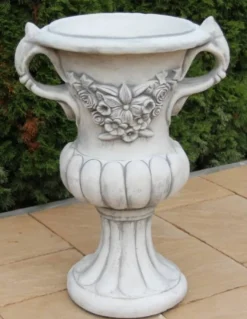 Casa Padrino Barock Garten Deko Blumentopf Grau Ø 50 x H. 93 cm - Prunkvoller Pflanzentopf im Barockstil - Barock Garten Deko - Barock Terrassen Deko - Barock Deko Accessoires