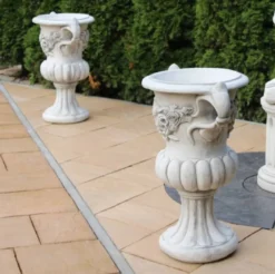 Casa Padrino Barock Garten Deko Blumentopf Grau Ø 50 x H. 93 cm - Prunkvoller Pflanzentopf im Barockstil - Barock Garten Deko - Barock Terrassen Deko - Barock Deko Accessoires