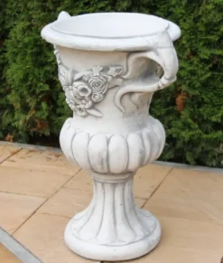 Casa Padrino Barock Garten Deko Blumentopf Grau Ø 50 x H. 93 cm - Prunkvoller Pflanzentopf im Barockstil - Barock Garten Deko - Barock Terrassen Deko - Barock Deko Accessoires