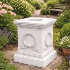 Casa Padrino Barock Garten Deko Sockel Weiß H. 74 cm - Barock Garten Accessoires