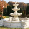 Casa Padrino Barock Garten Deko Springbrunnen Weiß Ø 270 x H. 172 cm - Prunkvoller Gartenbrunnen im Barockstil - Stein Brunnen mit Umrandung - Barock Garten & Terrassen Deko Accessoires