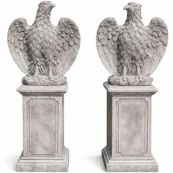 Casa Padrino Barock Garten Deko Adler Skulpturen Set Grau H. 76 cm - Made in Italy