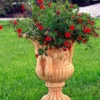 Casa Padrino Barock Gartendeko Blumentopf Beige Ø 40 x H. 58 cm - Prunkvoller Pflanzentopf im Barockstil - Barock Garten Deko Accessoires