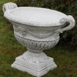Casa Padrino Barock Garten Deko Blumentopf Grau 66 x 60 x H. 54 cm - Prunkvoller Pflanzentopf im Barockstil - Barock Garten Deko - Barock Terrassen Deko - Barock Deko Accessoires