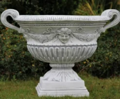 Casa Padrino Barock Garten Deko Blumentopf Grau 66 x 60 x H. 54 cm - Prunkvoller Pflanzentopf im Barockstil - Barock Garten Deko - Barock Terrassen Deko - Barock Deko Accessoires
