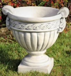 Casa Padrino Barock Garten Deko Blumentopf Grau 44 x H. 44 cm - Prunkvoller Pflanzentopf im Barockstil - Barock Garten Deko - Barock Terrassen Deko - Barock Deko Accessoires