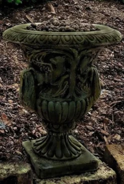 Casa Padrino Barock Gartendeko Blumentopf Antik Grün Ø 40 x H. 58 cm - Prunkvoller Pflanzentopf im Barockstil - Barock Garten Deko Accessoires