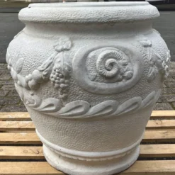 Casa Padrino Barock Garten Deko Blumentopf Grau H. 66 cm