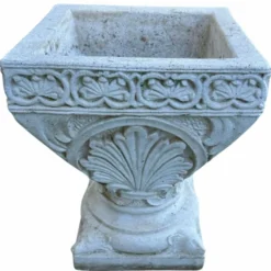 Casa Padrino Barock Garten Deko Blumentopf Antik Weiß H. 50 cm - Barockstil Garten Deko