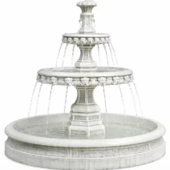 Casa Padrino Barock Garten Deko Springbrunnen Weiß Ø 113 x H. 107 cm