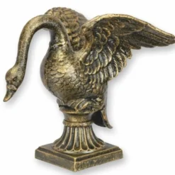 Casa Padrino Barock Garten Deko Skulptur Schwan H. 30,6 cm - Gusseisen Figur