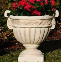 Casa Padrino Barock Garten Deko Blumentopf Sandfarben 44 x H. 44 cm - Prunkvoller Pflanzentopf im Barockstil - Barock Garten Deko - Barock Terrassen Deko - Barock Deko Accessoires