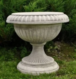 Casa Padrino Barock Garten Deko Blumentopf Grau Ø 50 x H. 43 cm - Runder Pflanzentopf im Barockstil - Barock Garten Deko - Barock Terrassen Deko - Barock Deko Accessoires