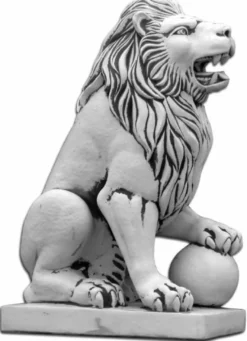 Casa Padrino Barock Garten Deko Skulptur Löwe Grau H. 128 cm - Linke Seite