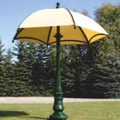 Casa Padrino Barock Garten Deko Sonnenschirm Grün / Beige Ø 350 x H. 418,5 cm