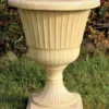 Casa Padrino Barock Garten Deko Blumentopf Sandfarben Ø 39 x H. 52 cm - Runder Pflanzentopf im Barockstil - Barock Garten Deko - Barock Terrassen Deko - Barock Deko Accessoires