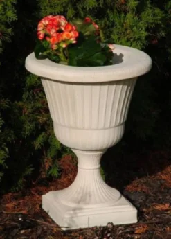 Casa Padrino Barock Garten Deko Blumentopf Weiß Ø 39 x H. 52 cm - Runder Pflanzentopf im Barockstil - Barock Garten Deko - Barock Terrassen Deko - Barock Deko Accessoires