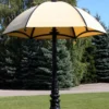 Casa Padrino Barock Garten Deko Sonnenschirm Schwarz / Beige Ø 350 x H. 418,5 cm