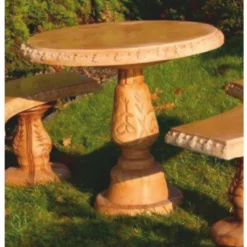 Casa Padrino Barock Gartentisch Beige Ø 87 x H. 78 cm - Barock Garten Möbel