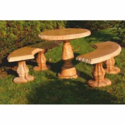 Casa Padrino Barock Gartentisch Beige Ø 87 x H. 78 cm - Barock Garten Möbel
