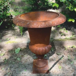 Casa Padrino Barock Gusseisen Blumentopf Rost H. 62 cm - Barockstil Garten Deko