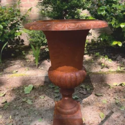 Casa Padrino Barock Gusseisen Blumentopf Rost H. 62 cm - Barockstil Garten Deko
