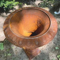 Casa Padrino Barock Gusseisen Blumentopf Rost H. 62 cm - Barockstil Garten Deko