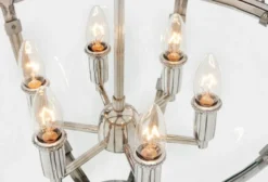 Casa Padrino Barock Hängeleuchte Kugel vernickelt Silber, Durchmesser 60 cm, Höhe 88 cm - Laterne im Schloss-Stil