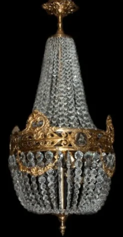 Casa Padrino Barock Hängeleuchte im Antik Stil, Goldfarbenes Metall mit Glas Kristallen, Höhe 90 cm, Durchmesser 40 cm