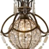 Casa Padrino Barock Hängeleuchte mit Kristallglas Bronze Ø 22,2 x H. 40,5 cm - Prunkvolle Hängelampe im Barockstil - Edel & Prunkvoll