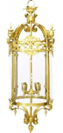 Casa Padrino Barock Hängeleuchte Gold Rund Deckenlaterne - Restaurant - Hotel Lampe Leuchte Laterne - Höhe 90 cm / Ø 40 cm