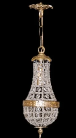 Casa Padrino Barock Hängeleuchte Kristallglas und Metall Gold, 10 x 30 cm - Deckenleuchte im Antikstil