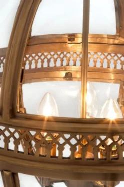 Casa Padrino Barock Hängeleuchte Antik Messing Design Kugel Durchmesser 43 cm, Höhe 63 cm - Barock Schloss Lampe Leuchte Laterne