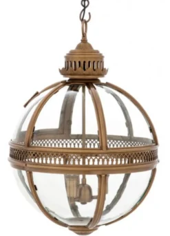 Casa Padrino Barock Hängeleuchte Antik Messing Design Kugel Durchmesser 43 cm, Höhe 63 cm - Barock Schloss Lampe Leuchte Laterne