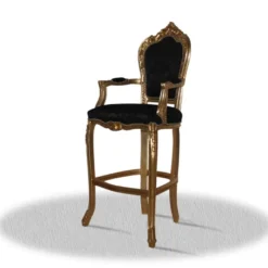 Casa Padrino Barock Hochstuhl Barstuhl Gold Schwarz 55 x 50 x H. 140 cm - Limited Edition