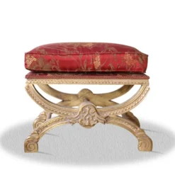 Casa Padrino Barock Hocker Antik Gold Rot - Antik Stil Hocker mit Kissen