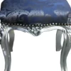 Casa Padrino Barock Hocker Royalblau Muster / Silber Höhe - Barock Möbel