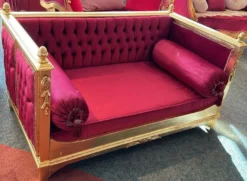 Casa Padrino Barock Hundebett Lila / Gold - Handgefertigtes Antik Stil Hundebett - Prunkvolle Hunde Möbel im Barockstil - Antik Stil Tiermöbel - Barock Tiermöbel