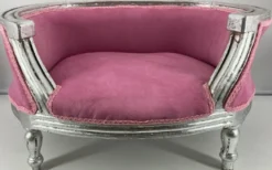 Casa Padrino Barock Hundebett Rosa / Silber - Barock Hundemöbel - Barock Tiermöbel - Prunkvolle Tiermöbel im Barockstil