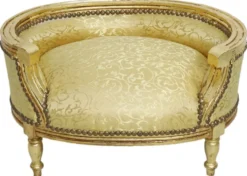 Casa Padrino Barock Hundebett & Katzenbett Gold Muster / Antik Gold - Handgefertigtes Hunde & Katzen Sofa im Barockstil - Barock Hunde & Katzen Möbel - Barock Tiermöbel