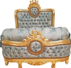 Casa Padrino Barock Hundebett Grün Muster / Antik Gold - Handgefertigtes Antik Stil Hundebett - Prunkvolle Hunde Möbel im Barockstil - Antik Stil Tiermöbel - Barock Tiermöbel