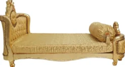 Casa Padrino Barock Hundebett Gold Muster / Antik Gold - Handgefertigtes Antik Stil Hundebett - Prunkvolle Hunde Möbel im Barockstil - Antik Stil Tiermöbel - Barock Tiermöbel