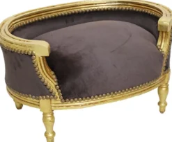 Casa Padrino Barock Hundebett & Katzenbett Braun / Antik Gold - Handgefertigtes Hunde & Katzen Sofa im Barockstil - Barock Hunde & Katzen Möbel - Barock Tiermöbel