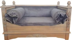 Casa Padrino Barock Hundebett Grau / Naturfarben - Prunkvolles Antik Stil Hundebett - Handgefertigte Hunde Möbel im Barockstil - Antik Stil Tiermöbel - Barock Tiermöbel